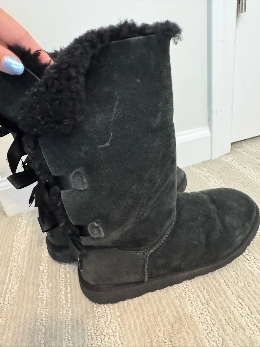 UGG Black Suede Shearling-Lined Tall Women's Winter Boots